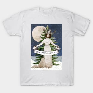 Forest Fir and Arctic Fox Seasons Greetings T-Shirt